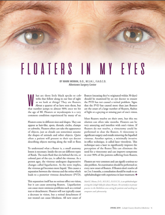 Black Spot in the Eyes - Eye Floaters - Centre For Sight